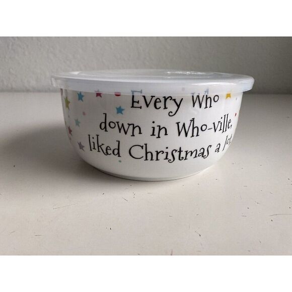 The Grinch Whoville Christmas Ceramic Storage Bowl Container Pressure Lid LARGE - Picture 3 of 10